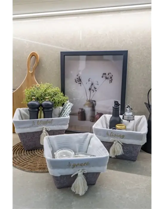 Omarı Çok Amaçlı Kare Keçe Saklama Kutusu