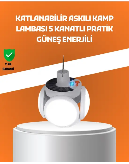 Çok Amaçlı Katlanabilir Güneş Enerjili Kamp Lambası – Masa Üstü Ve Asılabilir Kullanım