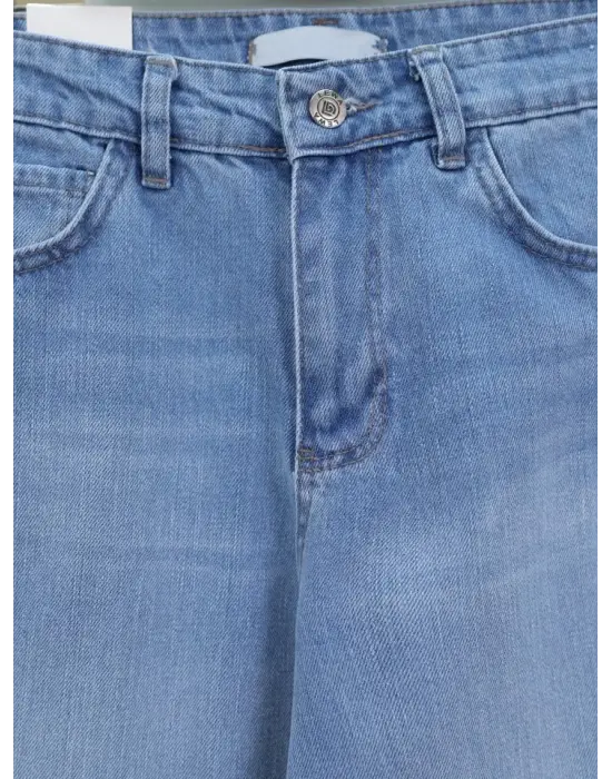 Çok Cepli Yüksek Bel Kot Pantolon  -Buz Mavi