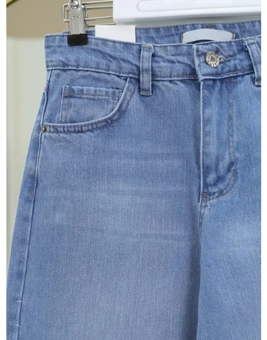 Omarı Yüksek Bel Kot Pantolon - Çok Cep Detaylı