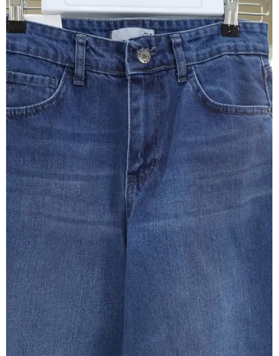 Omarı Yüksek Bel Çok Cep Detaylı Kot Pantolon - Mavi