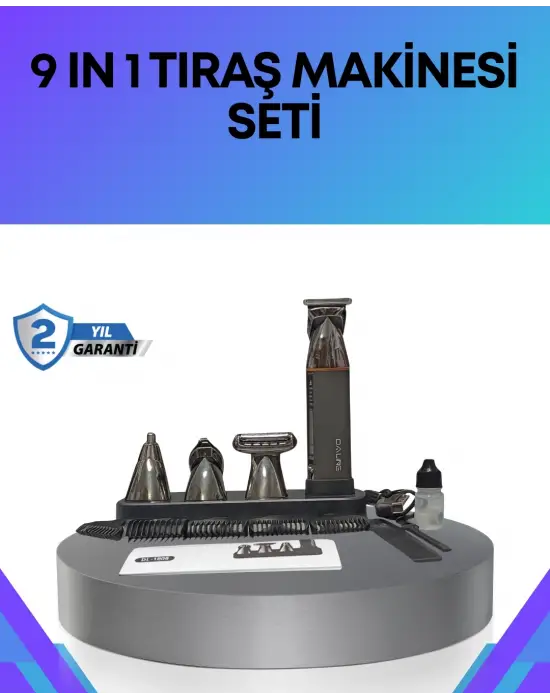 Çok Fonksiyonlu 9’u 1 Arada Tıraş Makinesi Şarjlı Saç Sakal Düzeltici