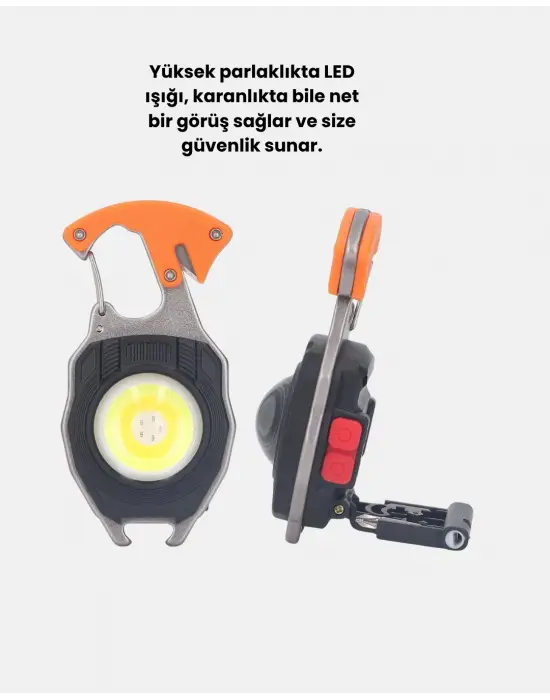 Çok Fonksiyonlu Anahtarlık Fener – Güçlü Led Işıklı, Şarjlı, Düdüklü Ve Tornavidalı Mini El Feneri
