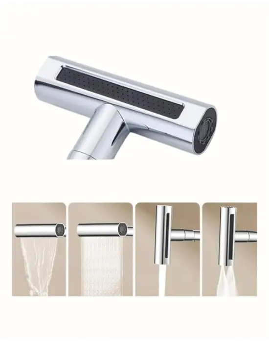 Çok Fonksiyonlu Musluk Başlığı | 4 Su Modu | Geniş Uyumlu Adaptör Seti | Mutfak Ve Banyo Uyumlu