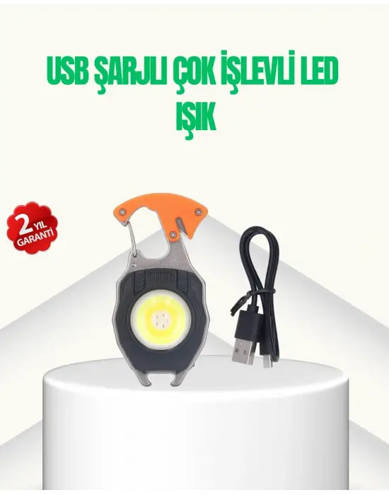 Çok İşlevli Usb Şarjlı Anahtarlık Fener