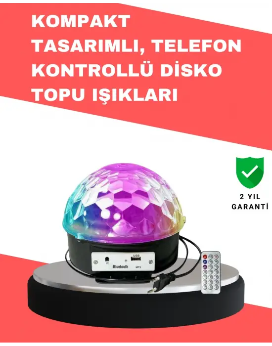 Çok Renkli Led Masaüstü Disko Topu Parti Aydınlatma Cihazı