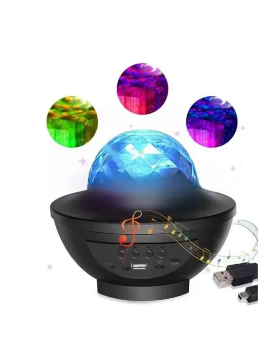 Çok Renkli Projektör Lamba Disko Topu Gece Lambası Kablosuz