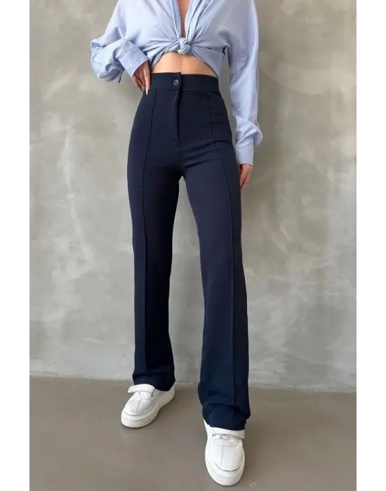 Omarı Kadın Önü Cumalı Krep Pantolon