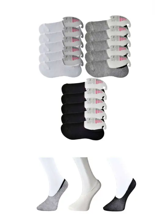 Omarı Kadın Babet Çorap Seti - Siyah, Gri, Beyaz 15 Çift