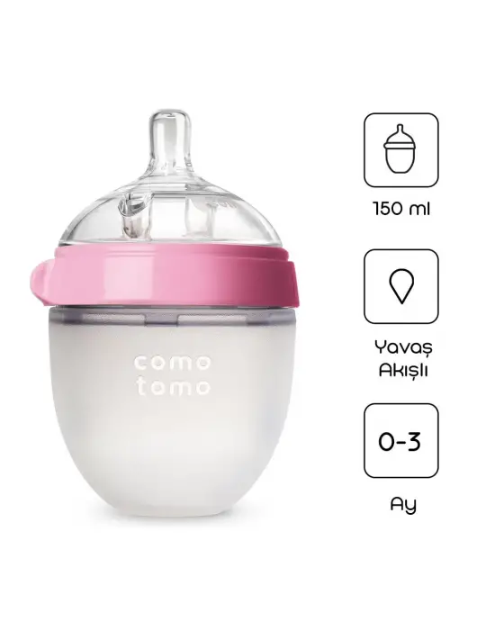 Comotomo Antikolik Silikon Biberon 150 ml 0-3 Ay Pembe