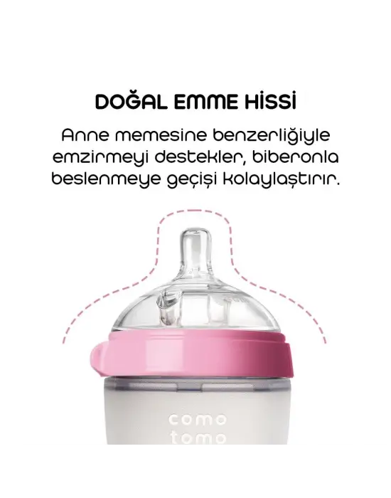 Comotomo Antikolik Silikon Biberon 150 ml 0-3 Ay Pembe