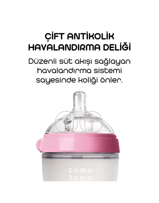Comotomo Antikolik Silikon Biberon 150 ml 0-3 Ay Pembe