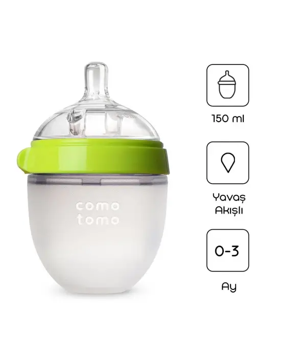 Comotomo Antikolik Silikon Biberon 150 ml 0-3 Ay Yeşil