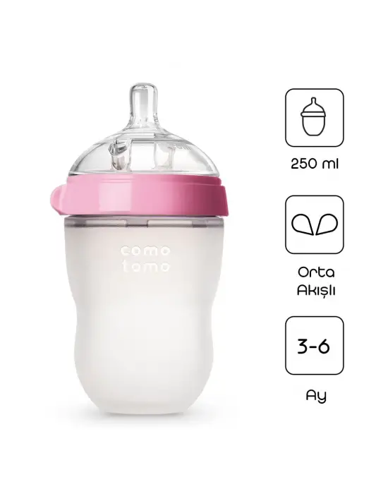 Comotomo Antikolik Silikon Biberon 250 ml 3-6 Ay Pembe
