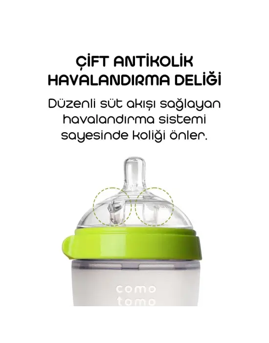 Comotomo Antikolik Silikon Biberon 250 ml 3-6 Ay Yeşil