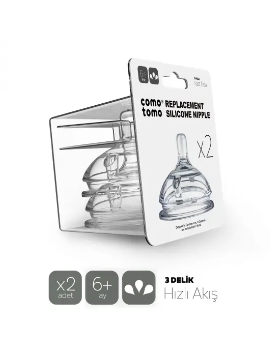 Comotomo Silikon 2Li Biberon Emziği Hızlı Akış 6+ Ay