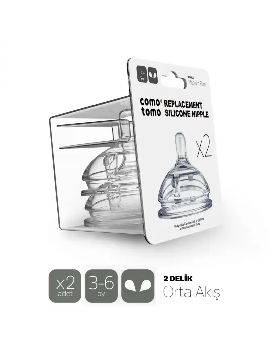 Comotomo Silikon 2Li Biberon Emziği Orta Akış 3-6 Ay
