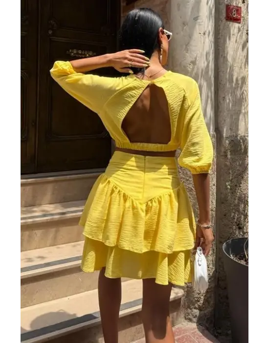 Crop Bluz Ve Kat Kat Etekli Takım 10207