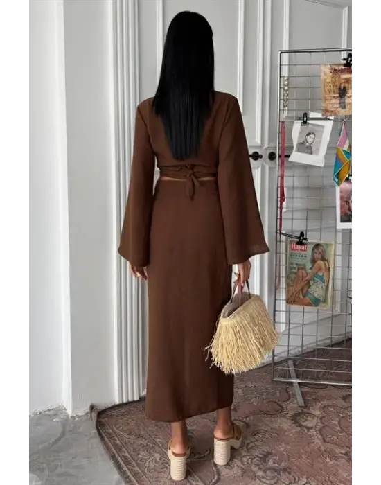 Omarı Büyüleyici Crop Gömlek ve Eteği Takımı