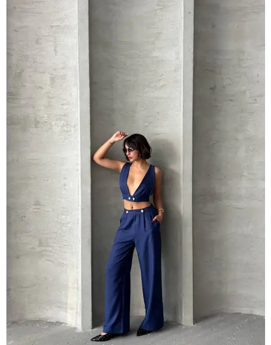 Modern Crop Pantolon Keten Takım