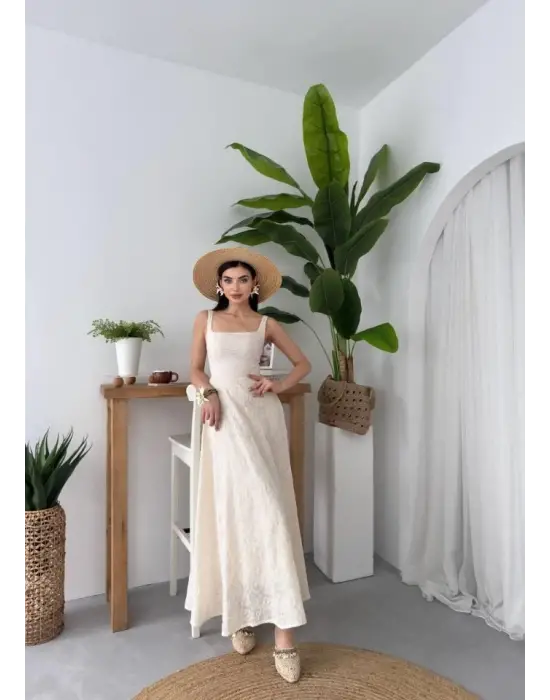 Cuper Çiçek Detaylı Elbise