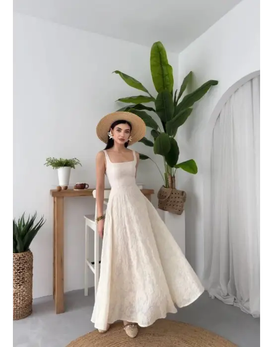 Cuper Çiçek Detaylı Elbise