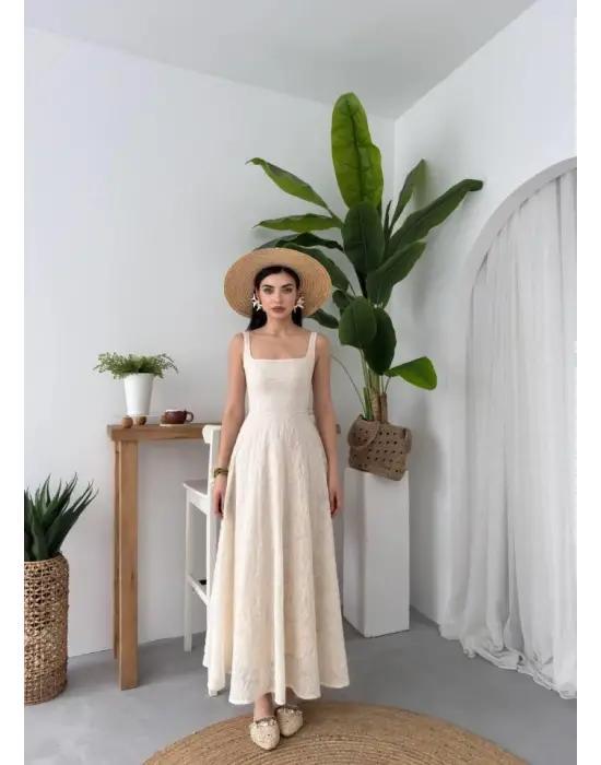 Cuper Çiçek Detaylı Elbise