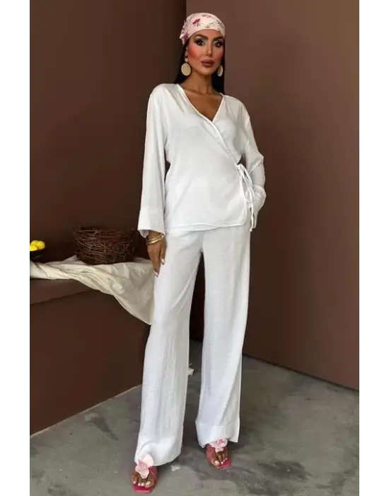 Omarı Kruvaze Model Çupra Keten Takım