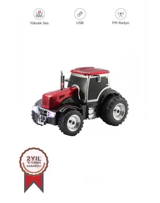 D42 Kırmızı Traktör Tasarım Usb/fm Radyo Bluetooth Hoparlör Speaker