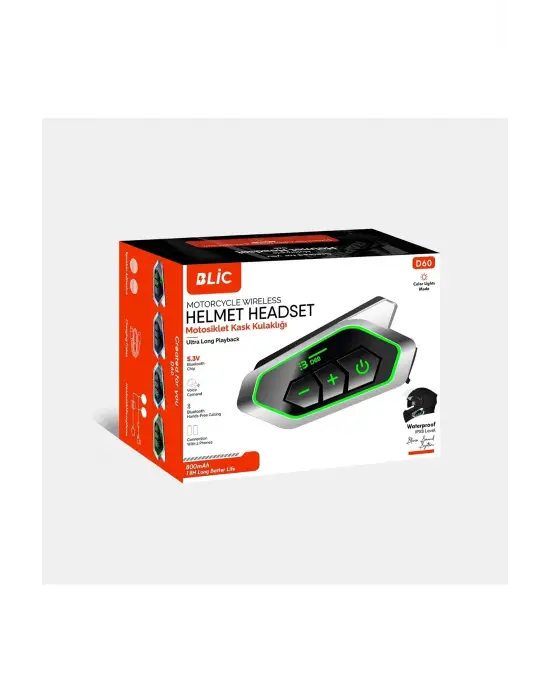 D60 Motor Kask Kulaklık Rgb Modlu Motosiklet Kulaklık Su Geçirmez 5.3 Bluetooth Intercom