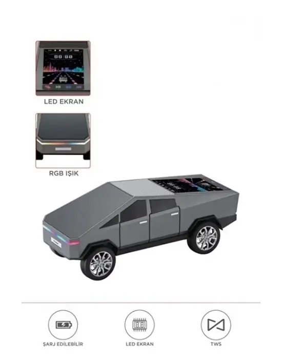 D68 Cyber Model Araba Tasarımlı Bluetooth Hoparlör 15w Güçlü Ses Rgb Led /tws/usb Gri
