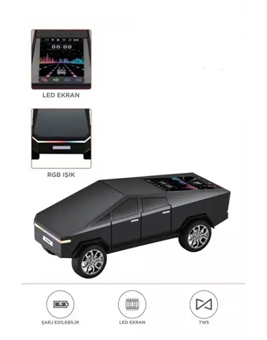 D68 Cyber Model Araba Tasarımlı Bluetooth Hoparlör 15w Güçlü Ses Rgb Led /tws/usb Siyah