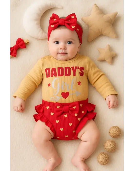 Daddys Girl Bandanalı Kız Bebek Takımı