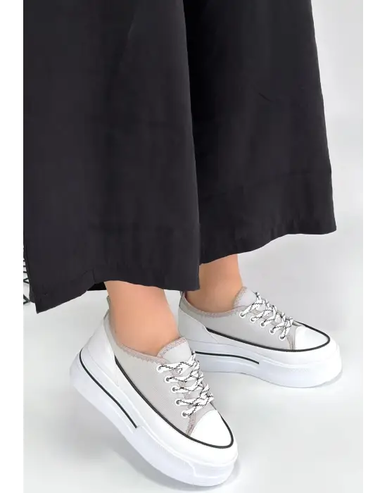 Dalen Gri Keten Bağcıklı Spor Ayakkabı