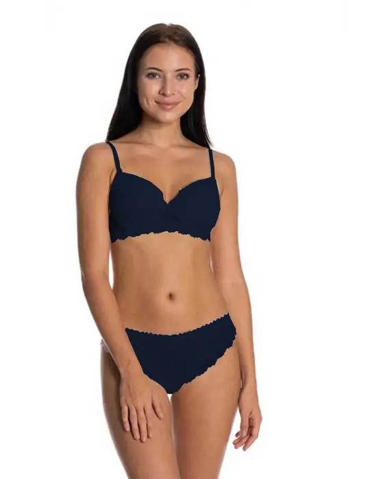 Omarı Full Dantelli Lacivert Sütyen Takımı