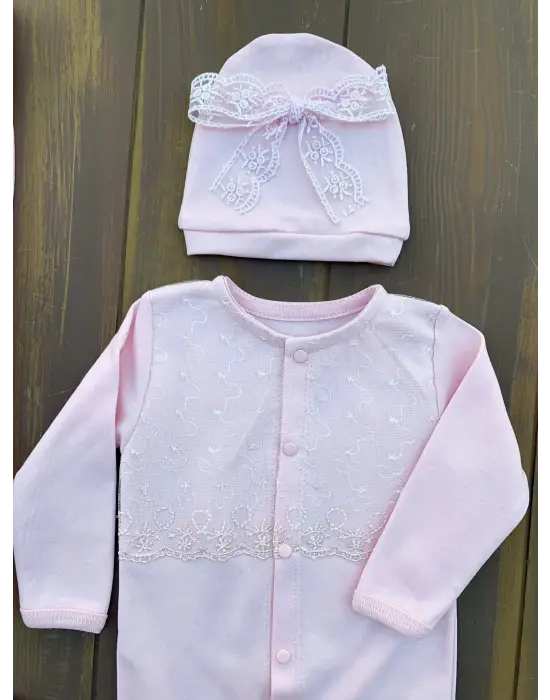 Dantel İşlemeli 10 Parça Yeni Doğan Hastane Seti %100 Pamuk