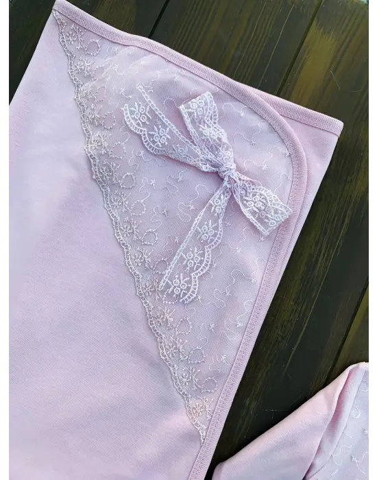 Dantel İşlemeli 10 Parça Yeni Doğan Hastane Seti %100 Pamuk