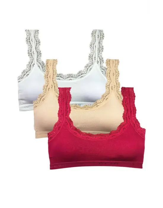 Omarı Yumuşak Bambu Kumaşlı Dantel İşlemeli Kadın Büstiyer