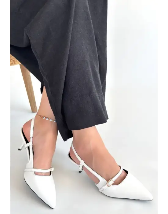 Darina Beyaz Cilt Topuklu Ayakkabı