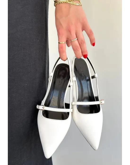 Darina Beyaz Cilt Topuklu Ayakkabı