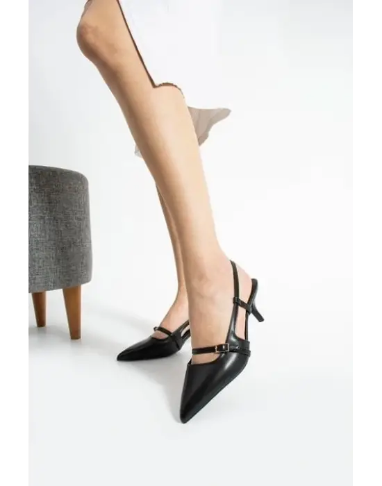 Darina Siyah Cilt Topuklu Ayakkabı