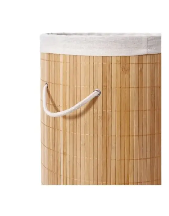 Decohandy Yuvarlak Bambu Kirli Sepeti