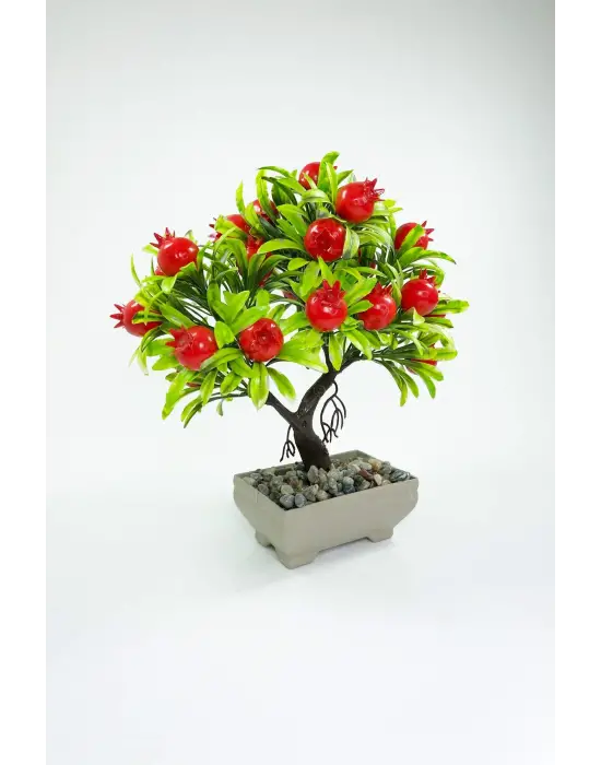 Dekor Ağaç Bereket Nar Ağacı Saksılı Dekoratif Ağaç Biblo 24x13 cm