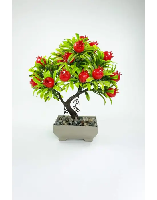 Dekor Ağaç Bereket Nar Ağacı Saksılı Dekoratif Ağaç Biblo 24x13 cm