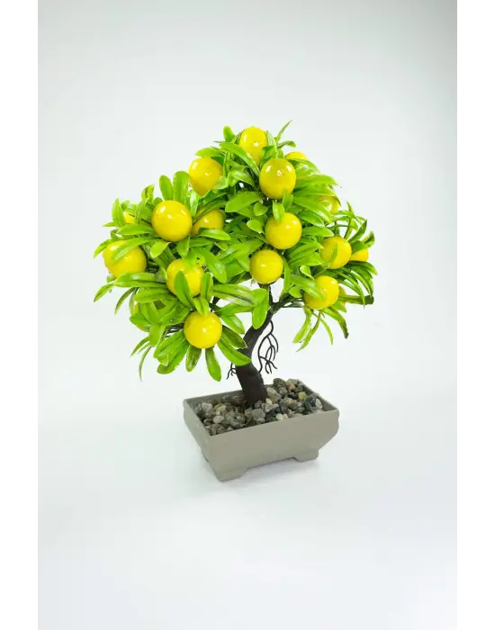 Dekor Ağaç Limon Ağacı Saksılı Dekoratif Ağaç Biblo 24x13 cm