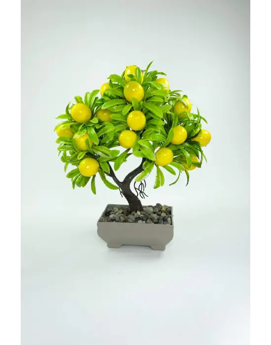 Dekor Ağaç Limon Ağacı Saksılı Dekoratif Ağaç Biblo 24x13 cm