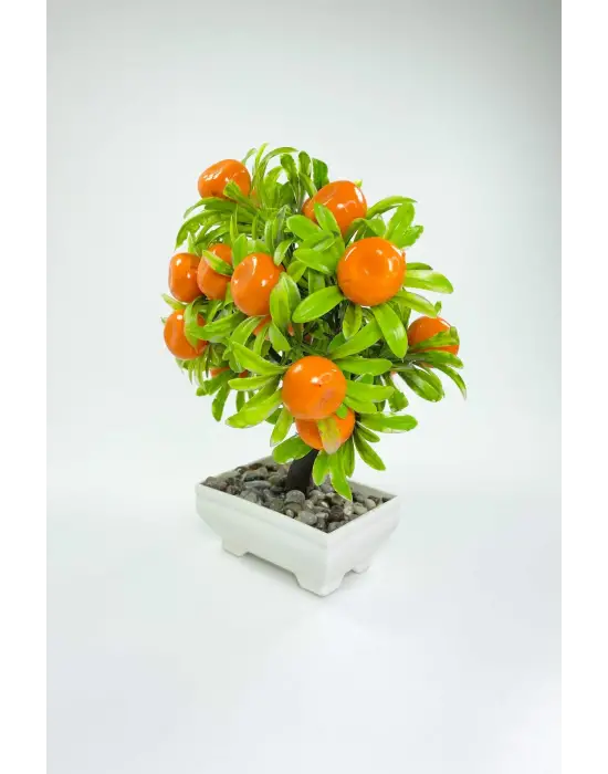 Dekor Ağaç Portakal Ağacı Saksılı Dekoratif Ağaç Biblo 24x13 cm