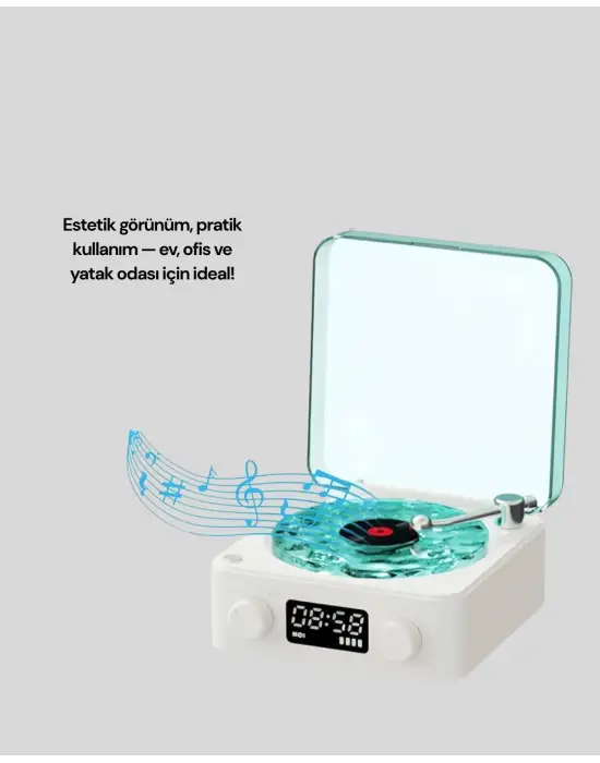 Dekoratif Gece Işıklı Bluetooth Hoparlör – Zaman Ve Pil Ekranlı