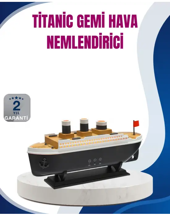 Dekoratif Gemi Modeli 7 Renk Işıklı Hava Nemlendirici Ve Oda Kokusu Difüzörü