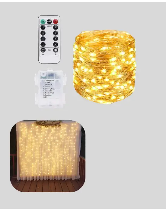 Dekoratif Perde Peri Led Günışığı Renk 8 Fonksiyonlu Işık